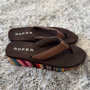 Roper Wedge Platform Multicolor Woven Sandal Flip Flop  Women’s Shoe 8-9 Summer
